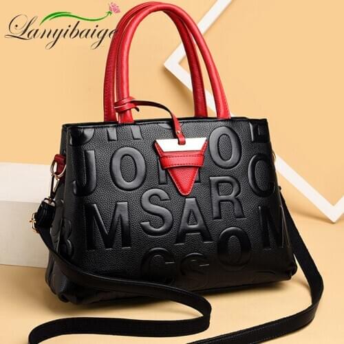 2021 Ladies High Quality Leather Messenger Bags Casual Ladies Simple Shoulder Bag Female Designer Letter Pattern Handbag
