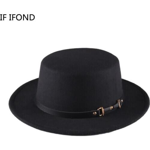 Vintage wide brim fedora hat Winter Autumn Imitation Woolen Women Jazz Hat Round Bowler Hats