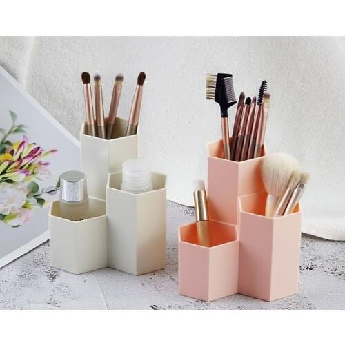 Makeup Brush Storage Barrel Simple Pen Holder Desktop Makeup Tool Finishing Box Sundries Organizer Plastic Multi-function Boxes