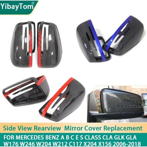 2pcs Real Carbon Fiber Side Mirror Cover Caps Replacement for Mercedes Benz W176 W246 W204 W212 W221 C117 X204 X156 accessories