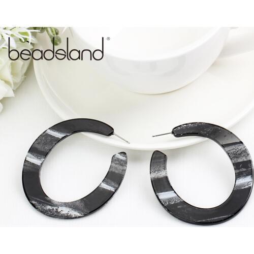 Beadsland Acetic Acrylic Hoop Earrings Fashion Vintage Circular Design Women Girls Dancing Party Christmas Gift 39083