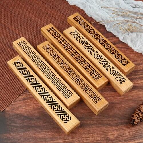 1pc Bamboo Wooden Incense Stick Holder Burning Joss Insence Box Burner Ash Catcher Candle Aromatherapy Furnace
