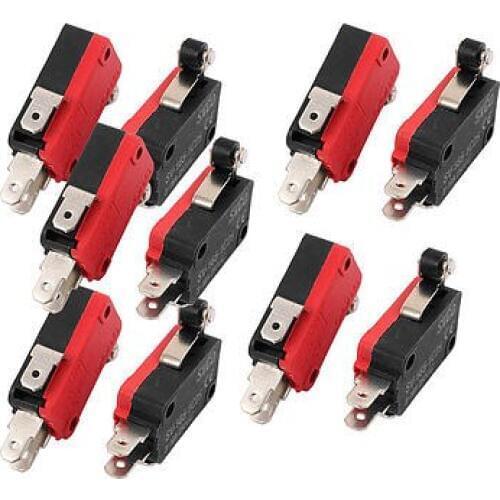 10 Pcs SV-165-1C25 Roller Lever Arm SPDT Micro Limit Switch 3 Terminal Momentary