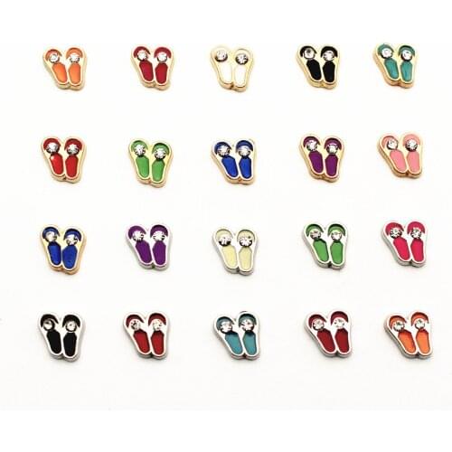 20Pcs/Lot Mixed Color Slipper Floating Charms Hand-made DIY for Glass Lockets