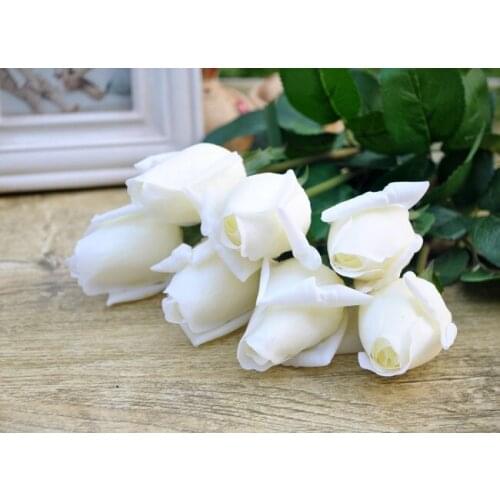 2015 High Simulation White Artificial Rose Single real touch latex Flower PU Material in Wedding Decoration