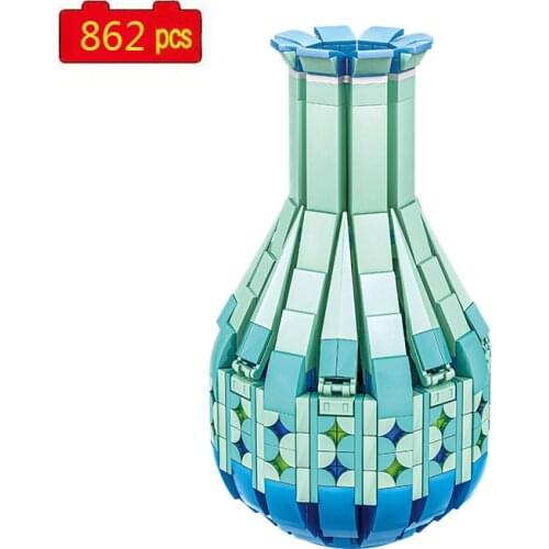 2021 Creative Vase Series Flower Arrangement Indoor Decoration Girl Gift MOC Model Building Blocks Bricks Toys