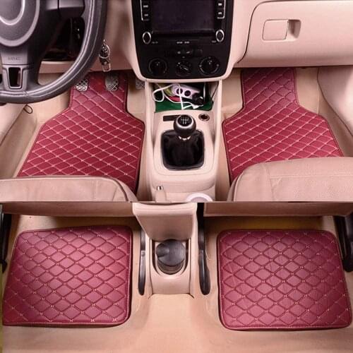 4pcs Universal Leather Car Floor Mat Car-Styling Interior Accessories Mat Floor Carpet Floor Liner Waterproof Foot Pad Protector