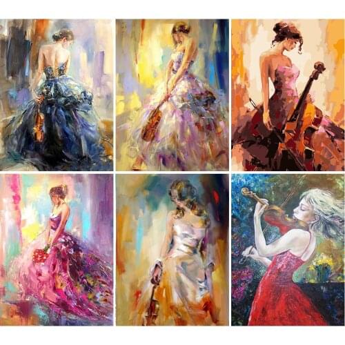 5D DIY Diamond Painting Violin Woman Cross Stitch Kit Full Dril Embroidery Diamond Mosaic Art Picture Crystal Crafts Home Decor