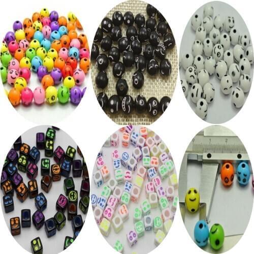Craft DIY Assorted Expression Acrylic Beads Various Round Cube Kids