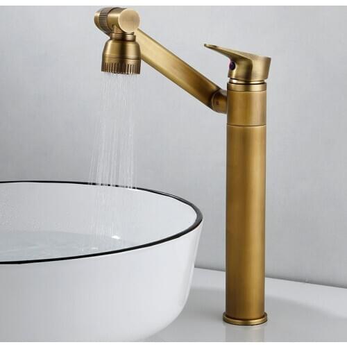 Antique Bronze Multi Function Bathroom Faucet, 2-Setting Swivel Tap, Solid Brass, Hot / Cold Water, High Low Arc