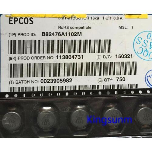 Free shipping 10pcs B82476A1102M "1uH 6.8A 20% 12.95x9.4mm SMD"