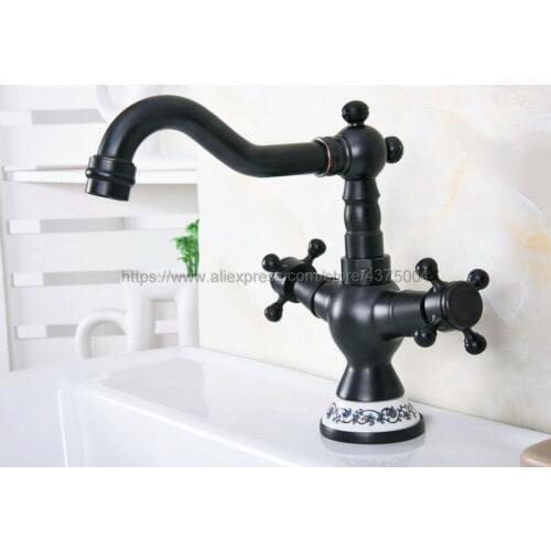 Oil Rubbed Bronze Double Handle Control Antique Faucet Kitchen Bathroom Bath Mixer Hot and Cold Tap Nnf645