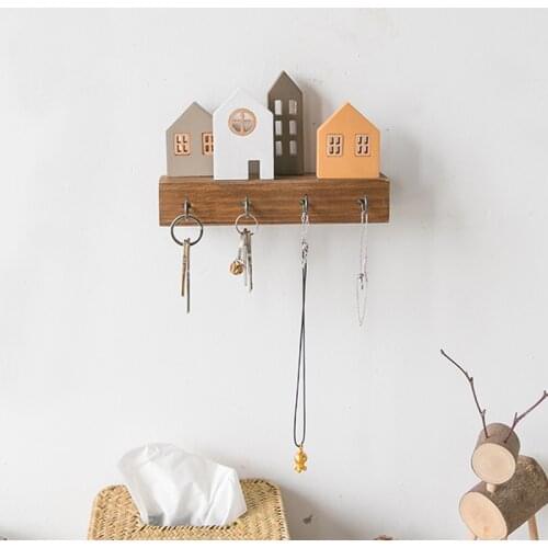 Wooden wall coat rack keychain hook clothes storage organizer hidden metal wall hook for hanging clothes home decor