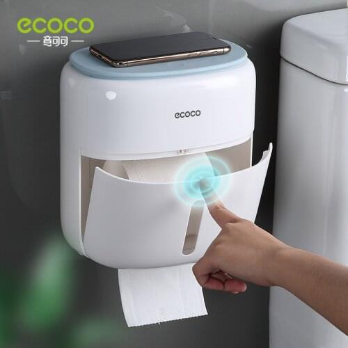 Ecoco Toilet Tissue Box Punch-free Toilet Paper Box Wall-mounted Bathroom Roll Paper Rack Waterproof Toilet Paper Rack Automatic