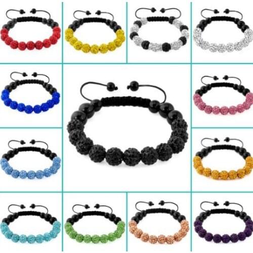 Htry3454t Mixed 8 Color In ramdom Micro Pave Disco10mm Ball Bead High Quality Micro Pave Bracelet jewelry crystal