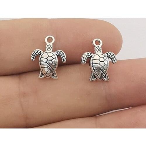 JINDINSP 20pcs 15x12mm Alloy Silver Color Charms Sea Turtle Bracelet Necklace Pendant Charms For Jewelry Making Handmade Craft