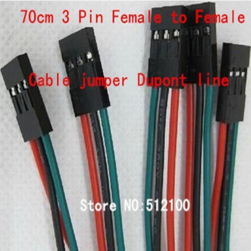 Free shipping 100Sets 70cm 3Pin 3 Pin Female to Female Jumper Wire Dupont Cable