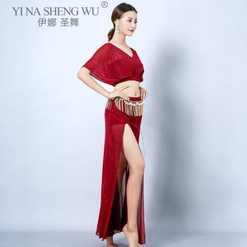 Belly Dance Practice Clothes Set New Autumn and Winter Performance Dance Clothes Long Skirt Suit Sexy Oriental Dance Clothes New