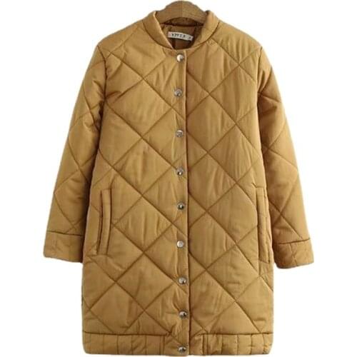 2020 New Autumn Winter Women Plaid Warm Parkas V-Neck Cotton Coat Female Long Sleeve Windproof Plus Size 6XL jacket women