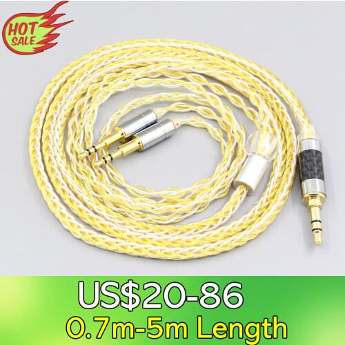 LN007318 8 Core OCC Silver Gold Plated Braided Earphone Cable For Hifiman HE560 HE-350 HE1000 V2 Headphone 2.5mm pin