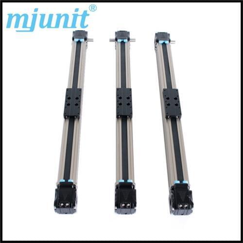 Mechanical linear unit with belt drive for higher moments.Belt driven linear rail