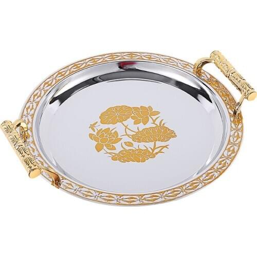 Metal storage tray, jewelry display board, fruit cake dessert retro board used for family party decoration, wedding CY529