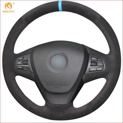 MEWANT Black Suede Car Steering Wheel Cover for BMW F25 X3 2011-2017 F15 X5 2014 Interior Accessories Parts