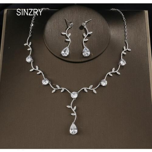 SINZRY simple bridal jewelry set cubic zirconia flower choker necklace earring set wedding jewelry accessory