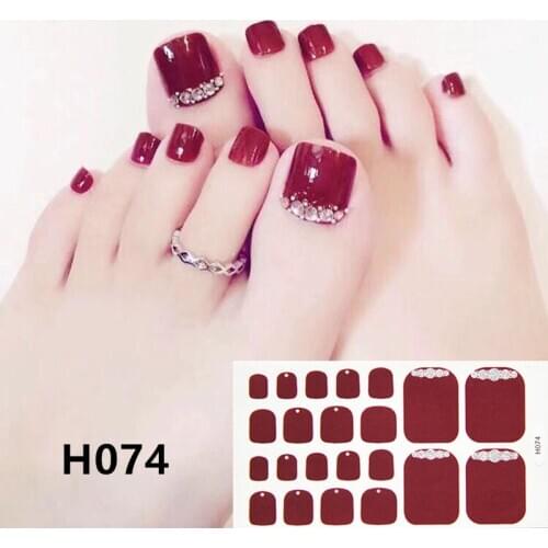 22 Tips/sheet Toe Nail Wraps Full Cover Nails Sticker Art Decorations Manicure Nail Vinyls Adhesive Nails Deco for Women Girls