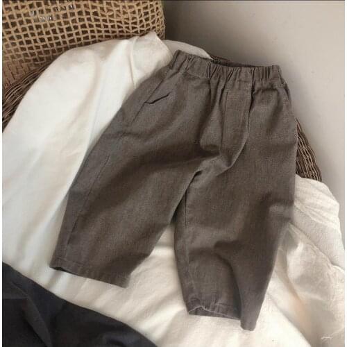 2021 new girls boys long pants cotton linen autumn cool kids pants