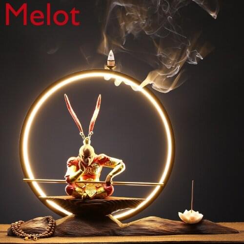 New Chinese Style Sun Wukong Qi Tian Da Sheng Triumph over the Buddha Backflow Incense Burner Zen Lamp Ring Decoration Tea Table