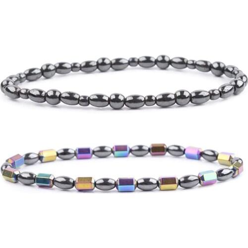 New Style Handmade DIY Color Black Gallstone Bracelet Simple Elastic Rope Woven Degaussing Black Gallstone Bracelet Jewelry