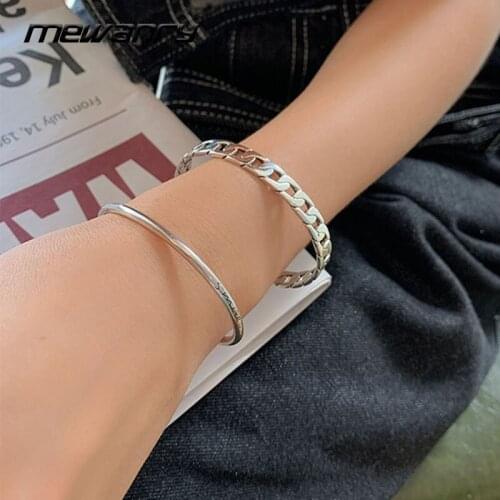 Mewanry 925 Sterling Silver Couples Bracelet New Trend Elegant Creative Geometric Hollow Party Jewelry Birthday Gifts for Women