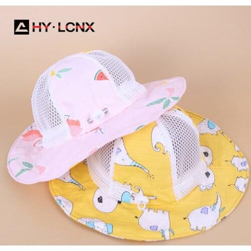 Summer Child Big Brim Fashion Fisherman Hat Boy Cartoon Animal Print Bucket Hat Girl Breathable Net Outdoor Travel Sun Hat
