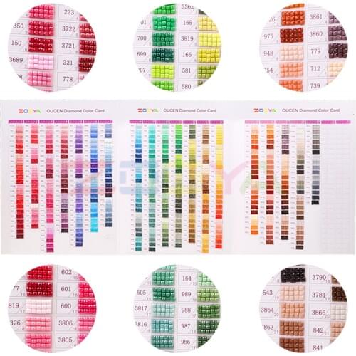 Color contrast full range 447 DMC diamond color card Rhinestone color identification card square/round diamond comparison 2Sk05