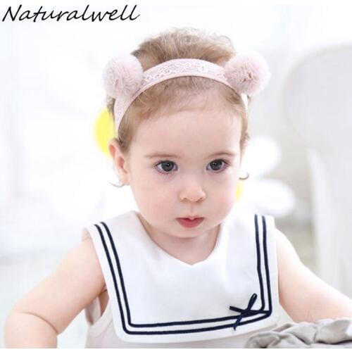 Naturalwell Girls headband Small Fresh Hair Ball Child hair accessory Felt balls headbands Fun hair bows HB088