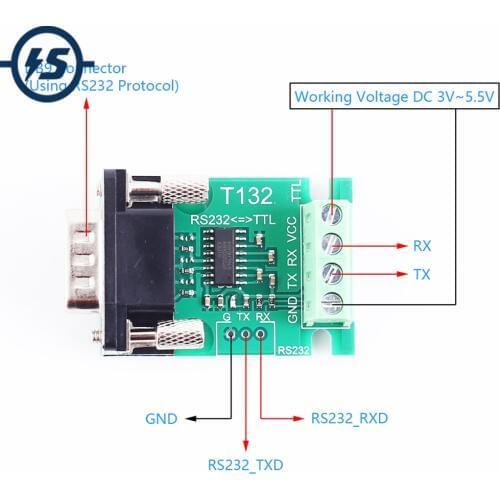 TTL UART to RS232 Bus Converter RS232 to UART Data Analyzer DB9 Male Socket Screw Terminal + DB9 Male Screw