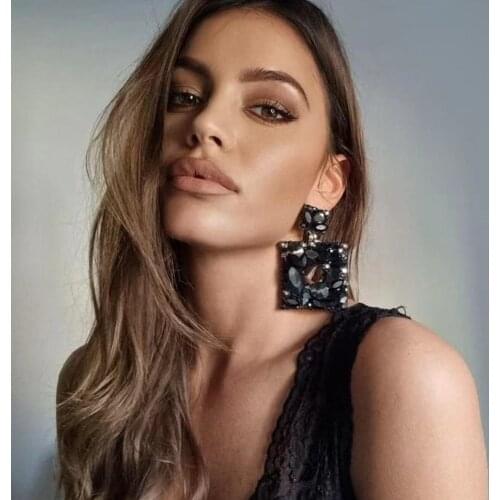 Luxury Fashion Women Glass Crystal Big Dangle Earrings For Women Fashion Jewelry Trendy Ladys Statement Earrings Accessories