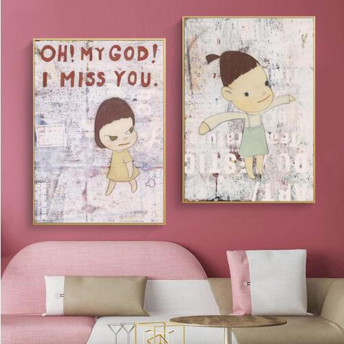 SELFLESSLY Yoshitomo Nara Canvas Art Cartoon Girl Japan Style Wall Poster Print Wall Pictures For Baby Kids Room Modern Cute Art