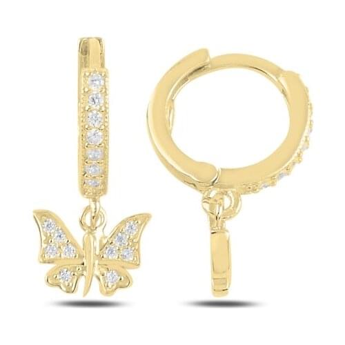 Silver 925 Sterling Dangle Butterfly Zircon Leading Team Earrings