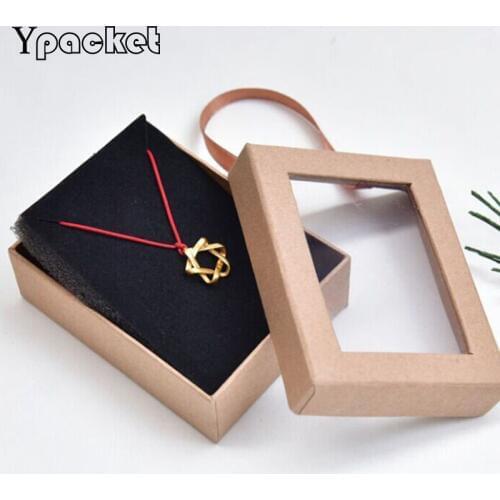 Open Window Handle Jewelry Boxes 40pcs/Lot 9x7x3cm Necklace Packaging Boxes Pendant Display Cases Gift Jewellery Organizer Box