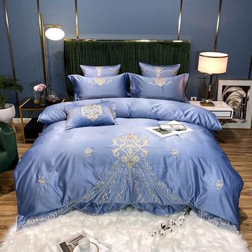 Svetanya Embroidery Silk Cotton Bedlinens Bedding Set Sheet Pillowcase Duvet Cover