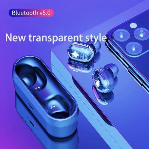 TWS Wireless Bluetooth Earphone V5.0 Sport Binaural Mini Transparent In-ear With Charging Box Wireless Headsets For Android IOS
