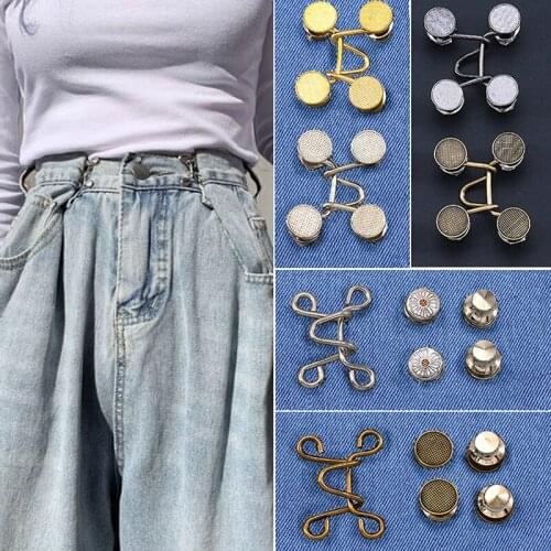 Reduce Pants Waist Button Jeans Pants Fit Buton Perfect Fit Instant Replacement No Sew Jeans Buckles Thin Waist Buckles