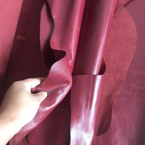 A grade genuine Dark red top layer cowhide leather,1.2mm thin leather for wallet bag diy