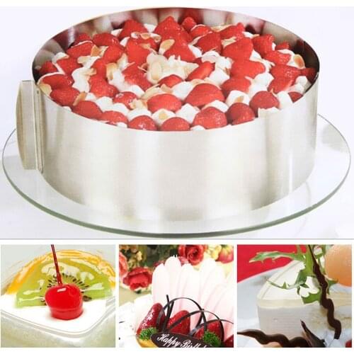 16-30CM Retractable Adjustable Stainless Steel Baking Tool Circle Mousse Ring Cake Mold Size Dessert Cake Decorating Tools
