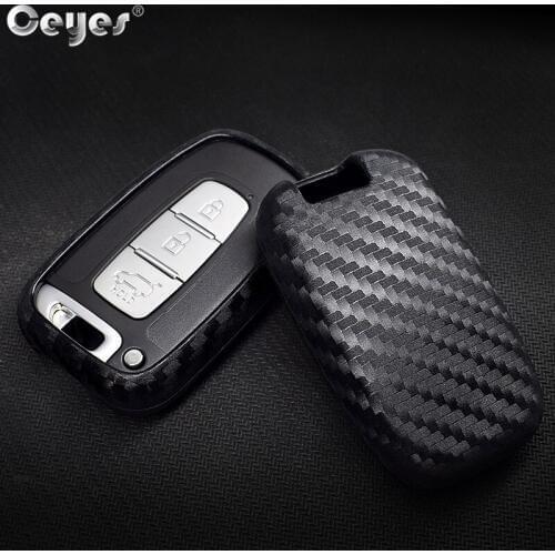 Ceyes Auto Protective Smart Button Key Cover Shell Car Styling Case For Hyundai IX35 Tucson For Kia K3 Carbon Fiber Accessories