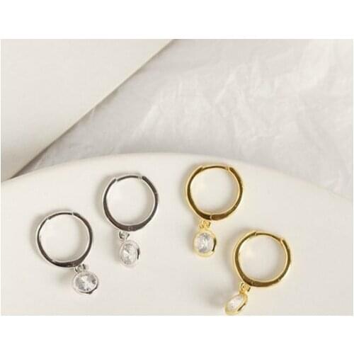 Womens Earrings S925 Silver Color Small Round Earrings Female Banquet To Send Girlfriends Fashion Charm Earrings