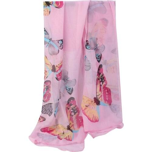 Women Peach Blossom Print Scarf Summer Thin Soft Wrap Ladies Elegant Shawl Breathable Chiffon Scarves Neckerchief Tippet #W3