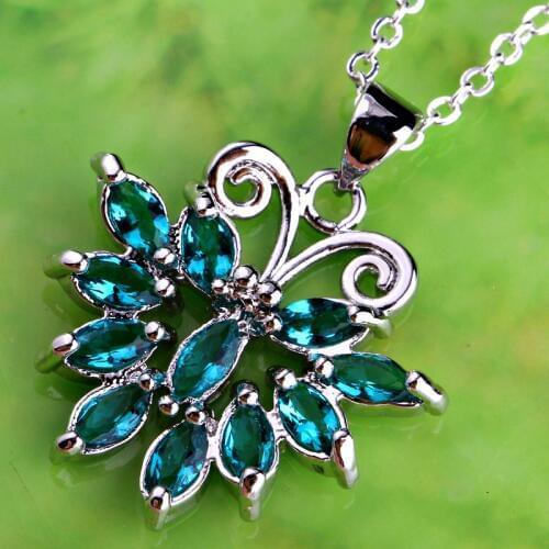 JROSE New Wholesale Endearing Butterfly Design Green CZ Silver Color No Chain Pendant Necklace Fashion Jewelry Classic Gifts
